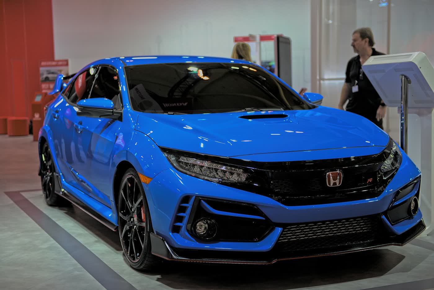 A Honda Civic Type R FK8 facelift, three-quarter view