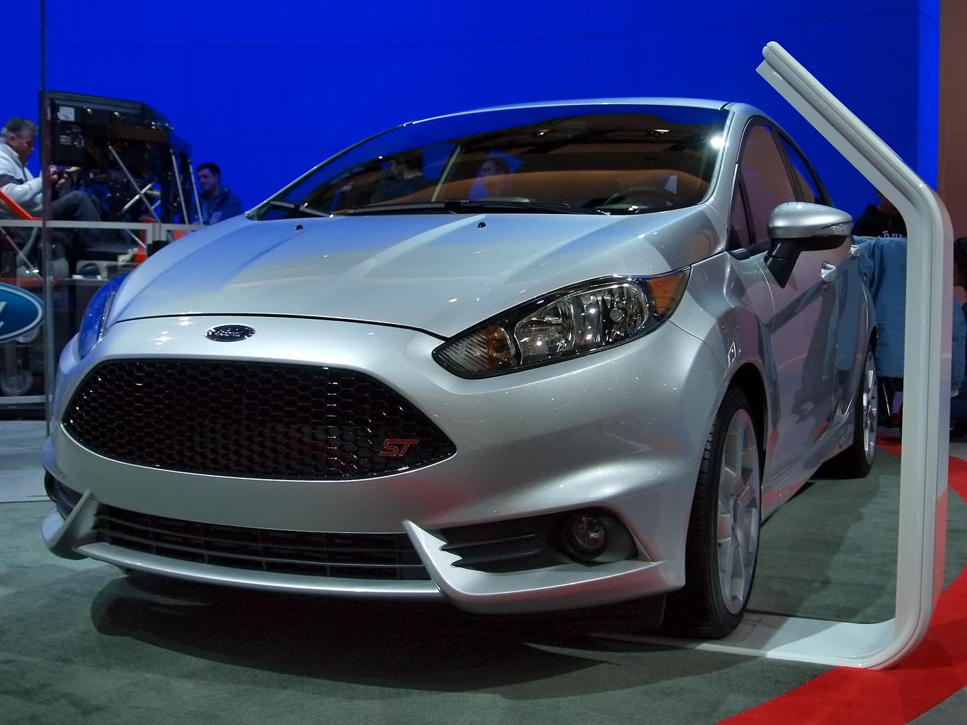 The interior of a Ford Fiesta ST showing the Recaro seats and the centre stack