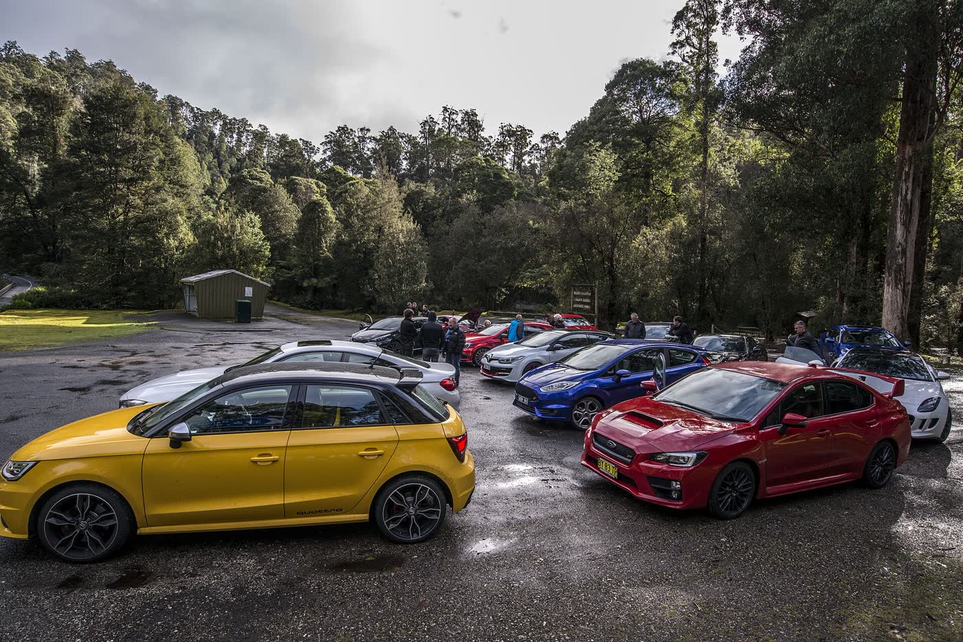 A yellow Ford Fiesta ST parked outdoors