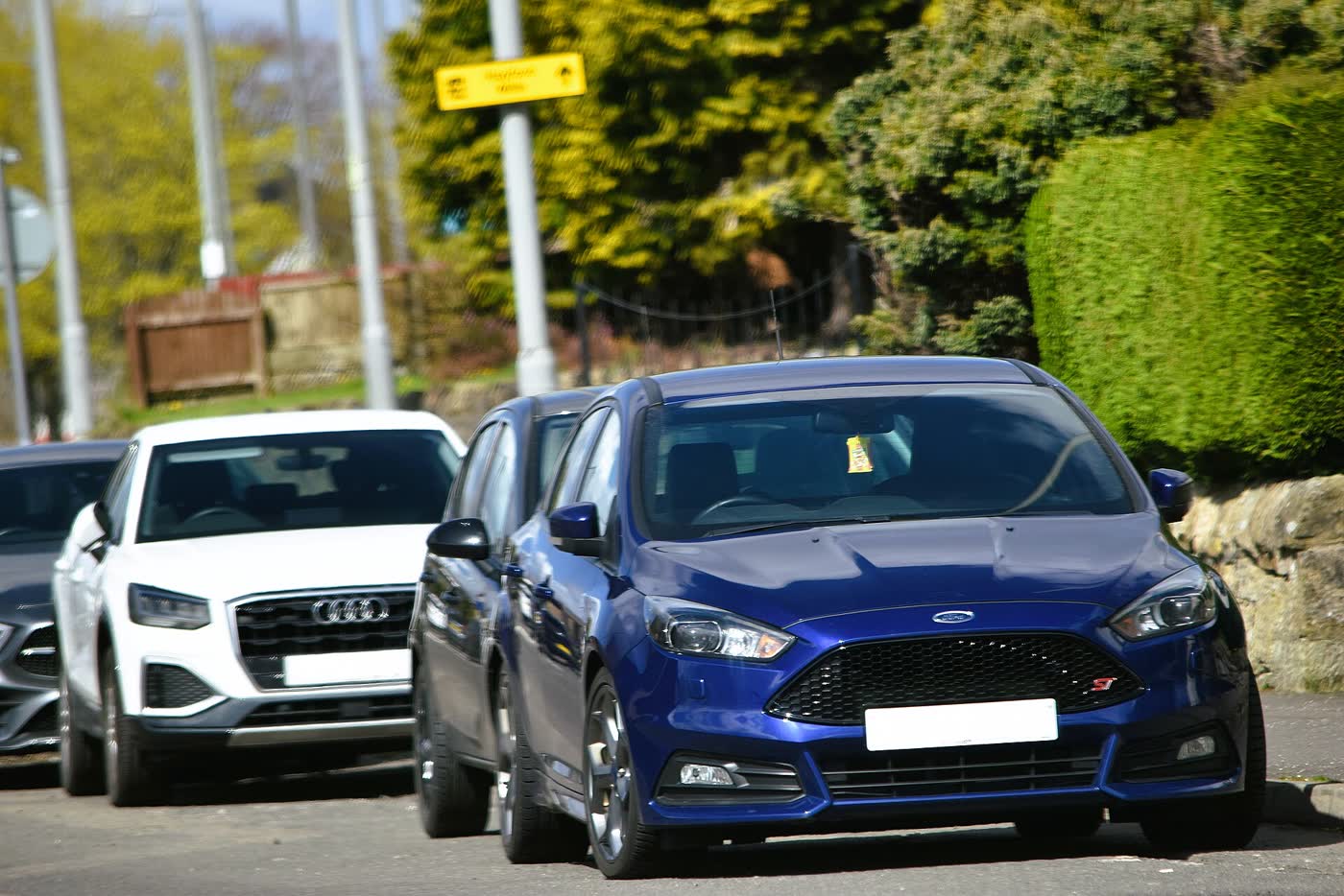 A Ford Focus ST Mk3 hatchback, three-quarter view