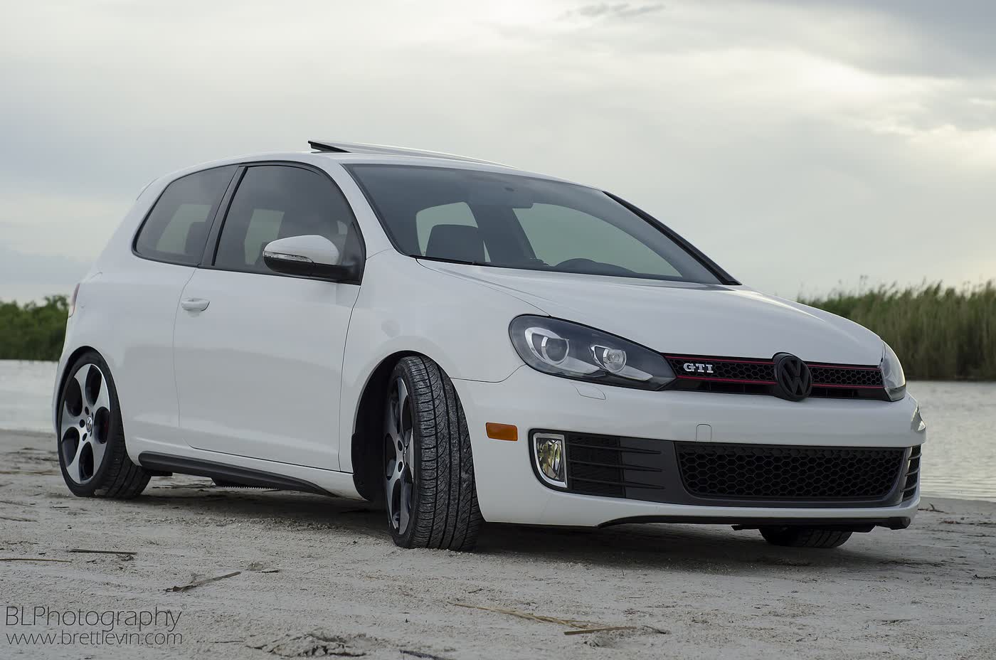 A Volkswagen Golf GTI Mk6 seen from a different angle outdoors