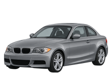 Illustration of a 2012 BMW 128i E82, two-door coupe, front three-quarter view