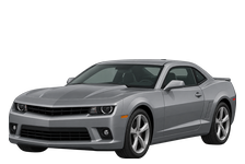 Illustration of a 2014 Chevrolet Camaro SS, fifth-generation two-door coupe, front three-quarter view