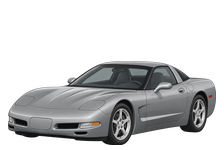Illustration of a 2002 Chevrolet Corvette C5 coupe with fixed headlights and a removable targa roof panel, front three-quarter view