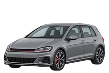 Illustration of a 2018 Volkswagen Golf GTI Mk7.5, five-door hatchback, front three-quarter view