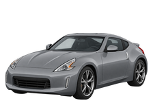 Illustration of a 2014 Nissan 370Z Sport, two-door coupe, front three-quarter view