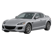 Illustration of a 2010 Mazda RX-8 Series 2, coupe with small rear-hinged half doors, front three-quarter view